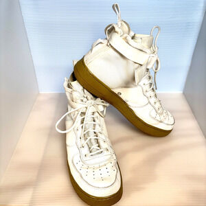 Nike Air Force 1 High ’07 Mens 13 White Leather Gum Sole Strap Sneakers